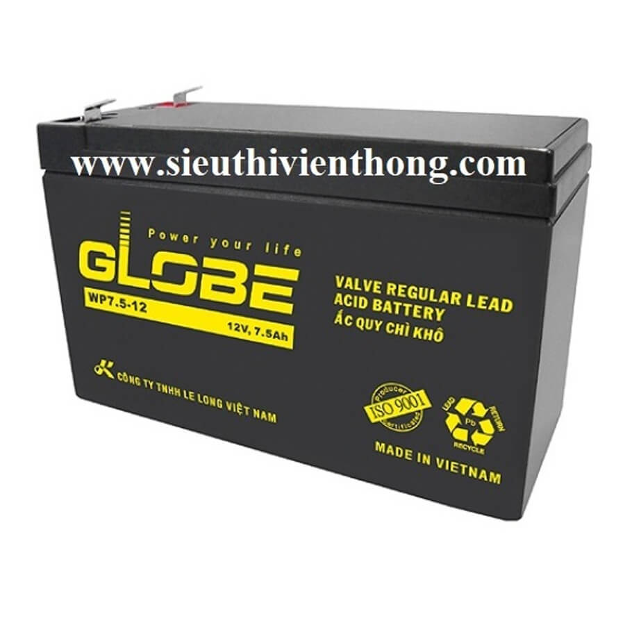 Ắc quy 12V-7.5AH GLOBE WP7.5-12